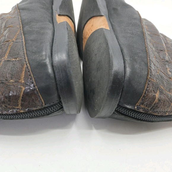 Cydwoq Ankle Boots Women's Size 11 Component Black Brown Leather Back Zip Flats - Picture 8 of 15